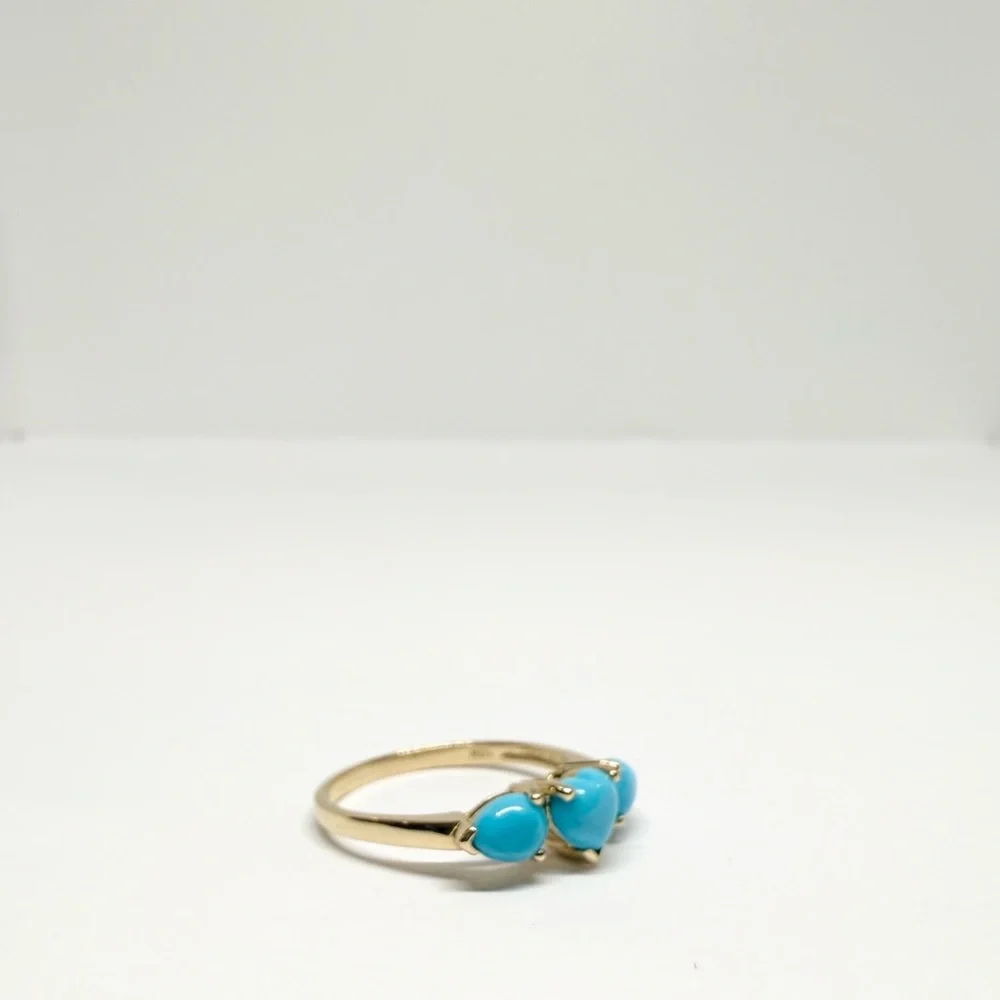 NEW Solid 10K Gold Natural Turquoise Ring - Picture 5 of 6